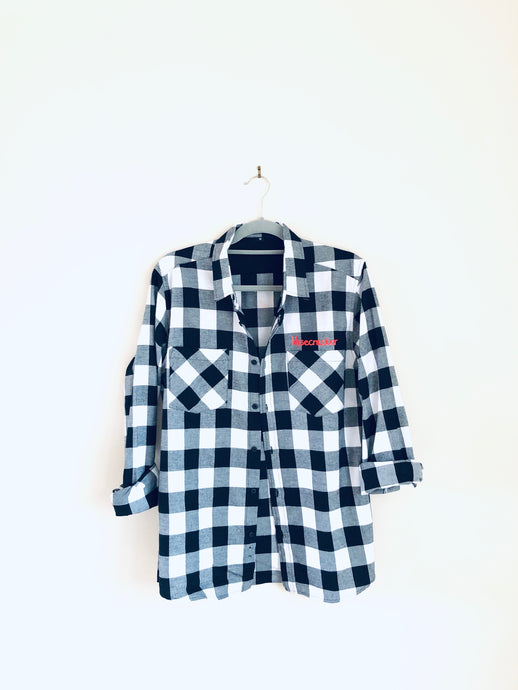 Black and White Checkered Flannel Shirt