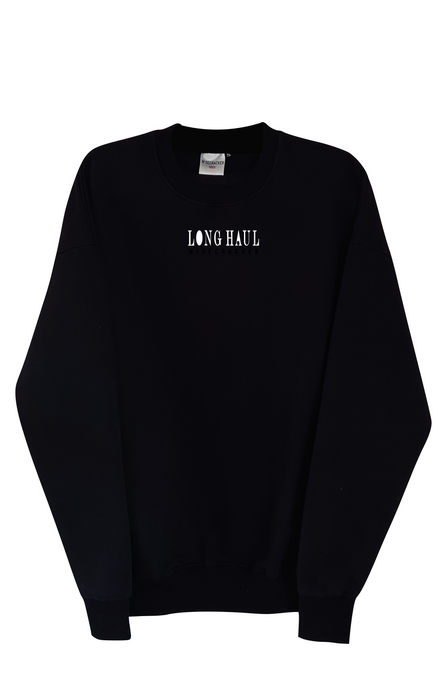 Black Oversized Long Haul Small Logo Sweater